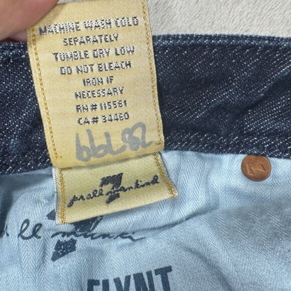 7 for All Mankind Flynt Dojo Style Gold Embroidered Pockets Bootcut Jeans 28 - Picture 16 of 16